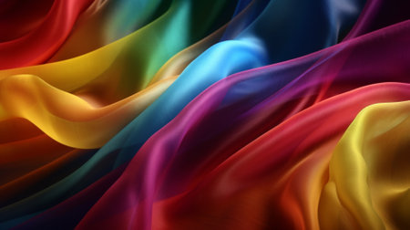 abstract background of multicolored satin fabric close-upの素材