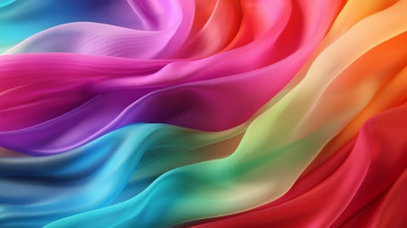 abstract colorful background with smooth wavy silk or satin textureの素材