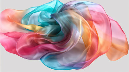 abstract background of colored silk or satin twirling in the windの素材
