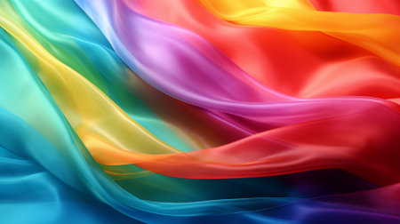 abstract background of multicolored silk or satin with wavesの素材