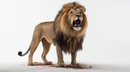 Lion in front of a white backgroung with bloodの素材