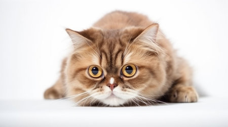 Siberian cat on a white background. Close-up.の素材