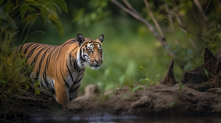 Sumatran Tiger (Panthera tigris altaica) in natural habitatの素材