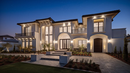 Modern Luxury House Exterior with Open Space for Your Design.の素材