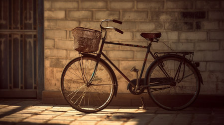 Vintage bicycle in old town,vintage tone,vintage styleの素材