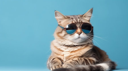 Fashionable cat in a hat and leather jacket. 3d renderingの素材