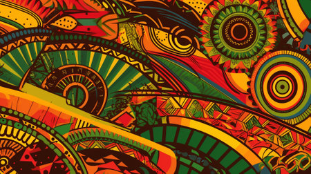 Colorful background with ethnic ornaments. Hand drawn vector illustrationの素材