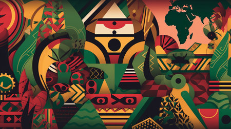 African ethnic patterned background. Vector illustration for your graphic design.の素材