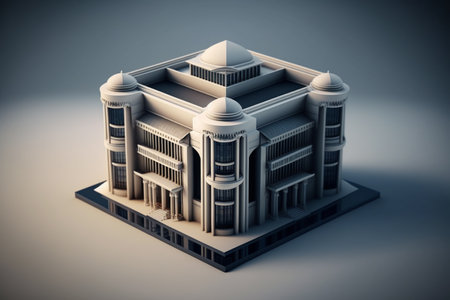 3d render of a building in the style of the sixtiesの素材
