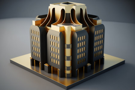 3d illustration of a city in golden color. 3d renderingの素材
