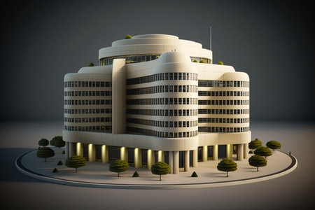 3d render of modern office building in the city. Architectural backgroundの素材