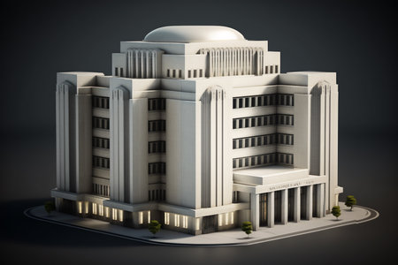 3d illustration of a building in the style of the sixtiesの素材
