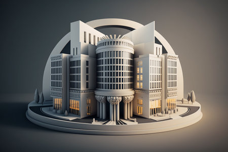 3d illustration of a modern city with buildings and skyscrapersの素材