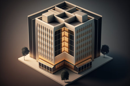 3d isometric modern office building in the city. Vector illustration.の素材