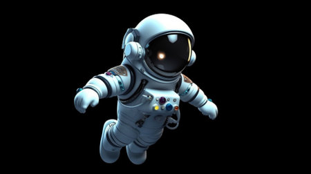 Astronaut in space on a black background. 3d renderingの素材