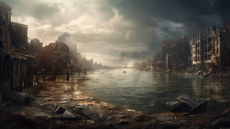 Panoramic view of the old city of Venice, Italy.の素材
