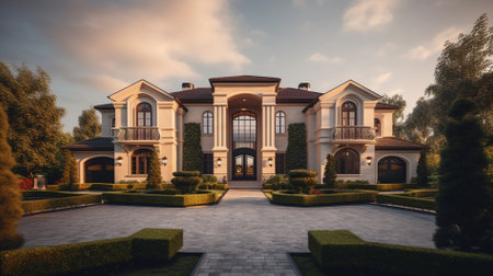Luxury mansion in the garden. Beautiful villa in the garden.の素材