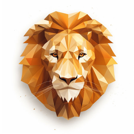 Low poly lion head. Polygonal animal. Vector illustration.の素材