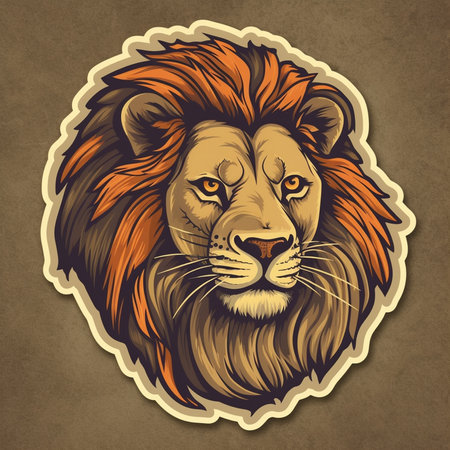 Lion head in vintage style. Vector illustration for your design.の素材