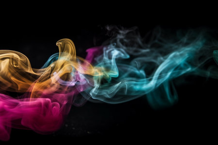 Colorful smoke isolated on black background. Abstract background of colorful smoke.の素材
