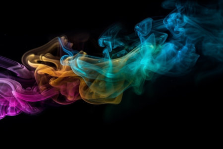 Colorful multicolored smoke on a black background. Abstract backgroundの素材