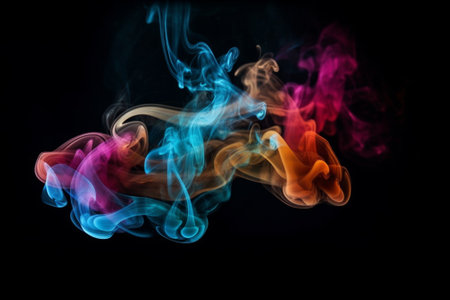 Abstract multicolored smoke on a black background. Background from the smoke of vapeの素材