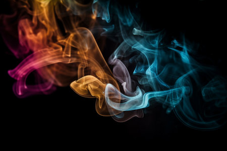 Abstract multicolored smoke on a black background. Background from the smoke of vapeの素材