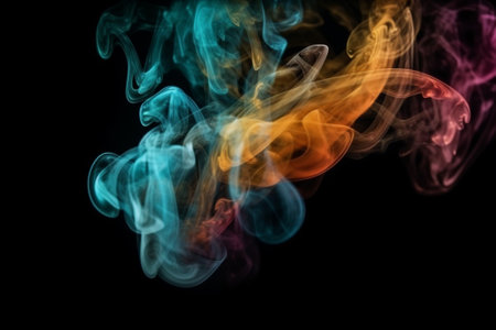 Abstract multicolored smoke on a black background. Background from the smoke of vapeの素材