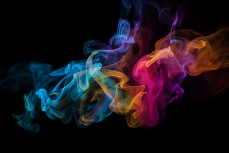 Abstract multicolored smoke on a black background. Background from the smoke of vapeの素材
