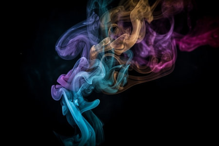 Abstract multicolored smoke on a black background. Background from the smoke of vapeの素材
