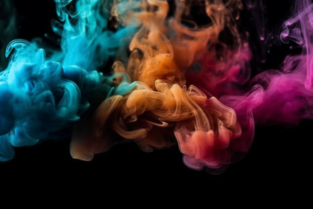 Abstract multicolored smoke on a black background. Background from the smoke of vapeの素材