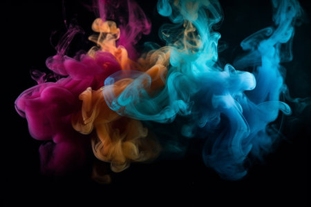 Colorful cloud of smoke on a black background. Abstract background.の素材