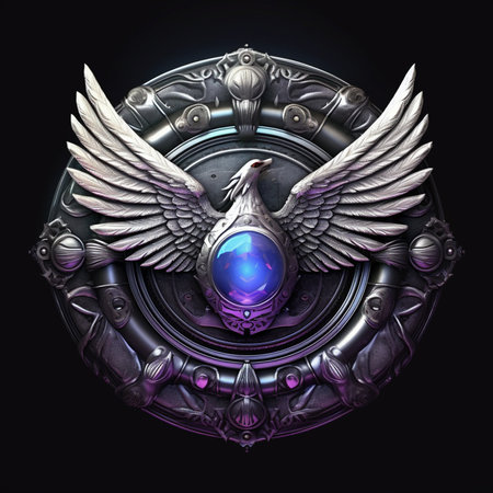 Vintage shield with wings and a dove. 3d illustration.の素材
