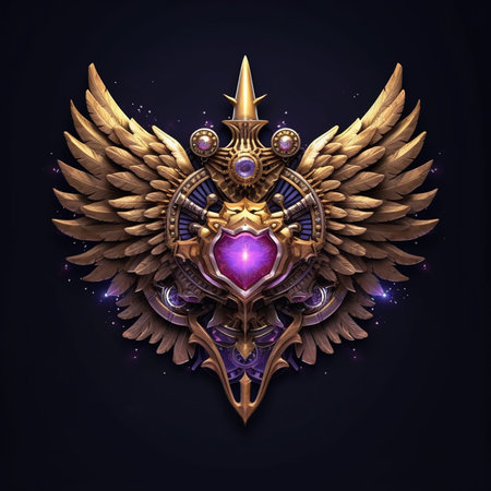Luxury golden shield with crown and gems. Vector illustration.の素材