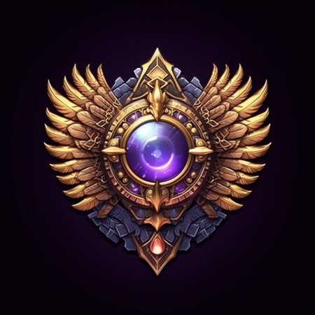 Luxury emblem with shield and crown on dark background. Vector illustration.の素材