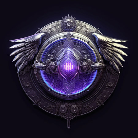 Luxury shield with wings and a pentagram. 3d renderingの素材