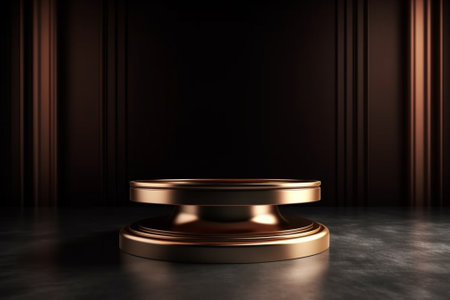 3d render of golden podium for product presentation. Luxury backgroundの素材