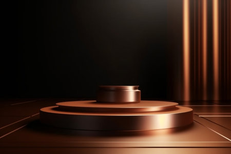 Golden podium on a dark background. 3d rendering, mock upの素材