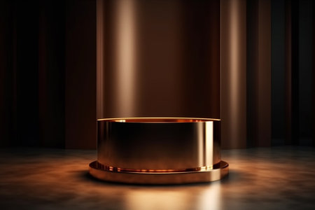 3d render of golden podium for product display. Luxury backgroundの素材