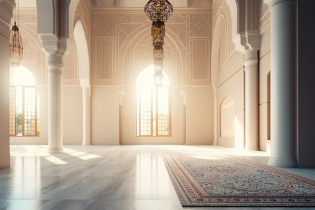 3d rendering : illustration of islamic interior with arabic patternの素材