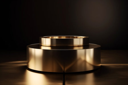 Golden pedestal on black background. 3d rendering, mock upの素材