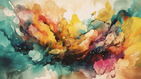 Watercolor abstract background. Digital painting. 3d rendering, 3d illustration.の素材