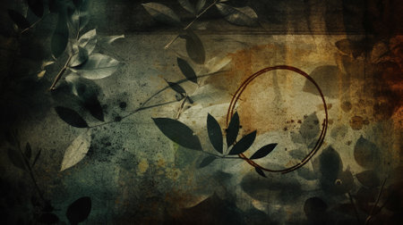 Grunge floral background with space for your text or image.の素材