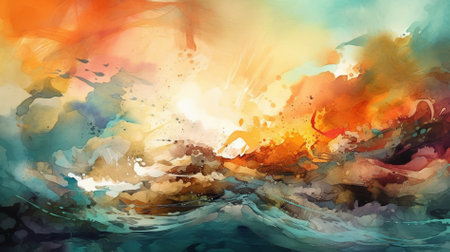 Watercolor abstract background. Digital art painting. 3D rendering.の素材
