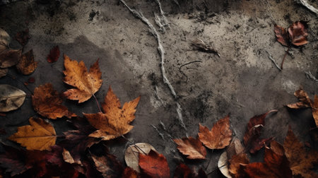 Autumn leaves on grunge background with copy space for text.の素材