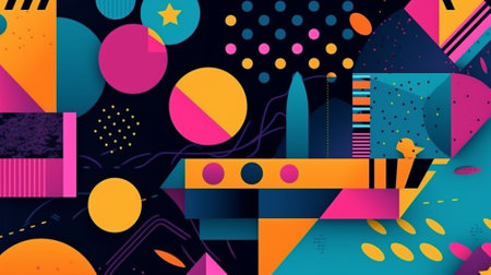 Memphis pattern. Geometric elements memphis in the style of 80s. Vector Illustration.の素材