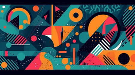 Abstract background with geometric elements, memphis style. Vector illustration.の素材
