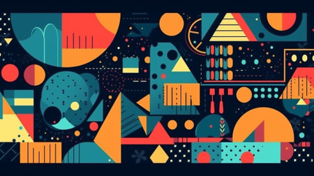 Abstract geometric background with colorful shapes. Vector illustration for your design.の素材
