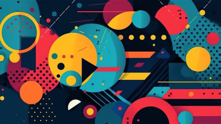 Memphis background. Geometric elements memphis in the style of 80s. Vector Illustration.の素材