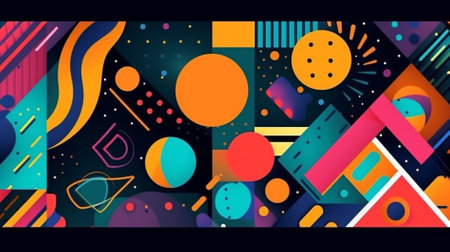 Abstract background with colorful geometric elements. Vector illustration for your design.の素材